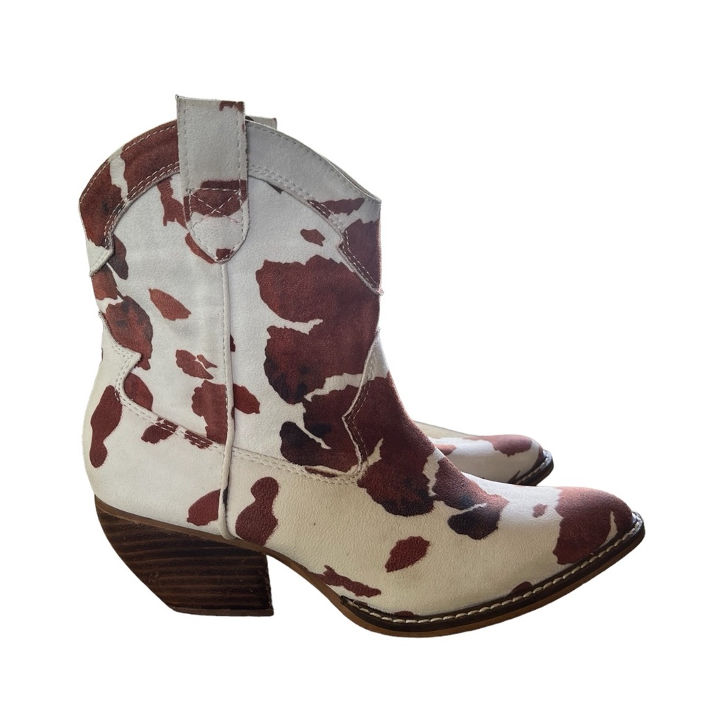 Revolve Brown and White Suede Cowgirl Boots Size 8 - Picture 1 of 14